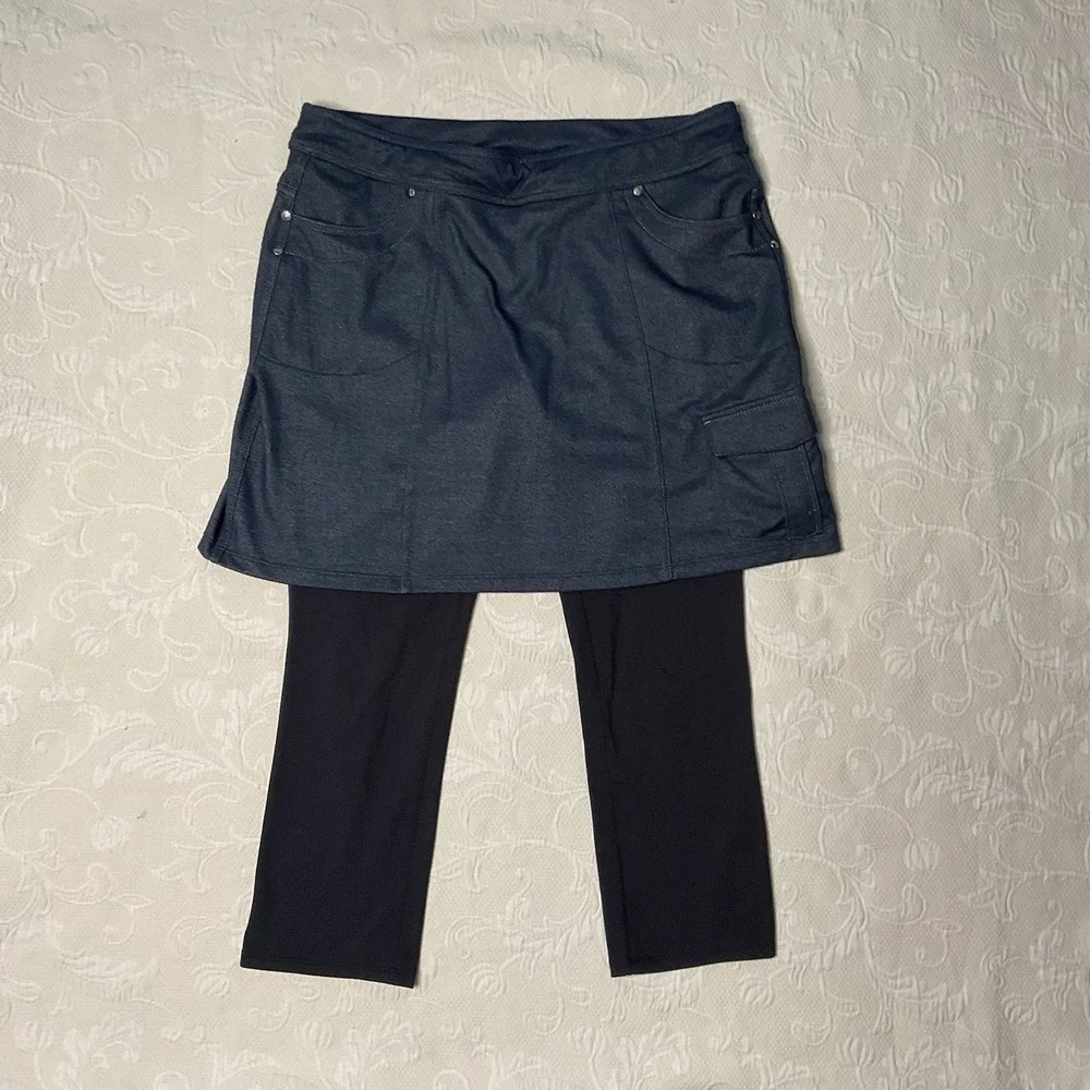 Athleta Womens Size Medium Tall Athleta Contender 2-in-1 Skirt Legging Navy Blue